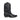 Svart Good Guys Don't Wear Leather Lucky Unisex Cowboy Boot i veganskt skinn, sedd från sidan. Stöveln har en låg klack, en spetsig tå och svarta dekorativa sömmar.