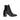 En svart Green Laces Linnea High Heel Boot i veganskt skinn, sedd från sidan. Stöveln har en blockklack 8cm, en spetsig tå och en YKK-dragkedja på insidan.