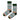 Polar Star Arne veganska socka i grönt, vitt, orange och blått med nordiskt mönster, geometriska former och ränder. Grön resår, tår och hälar, sidovy.