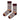 Polar Star Ada veganska socka i vinrött, vitt, orange och svart med nordiskt mönster, geometriska former och ränder. vinröd resår, tår och hälar, sidovy.