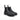 Ett par veganska svarta Chelsea-boots från Vegetarian Shoes. Skorna har en klassisk Chelsea-design med resår i sidorna och en tjock, sydd sula. En etikett med varumärkets namn syns på baksidan av skaftet.