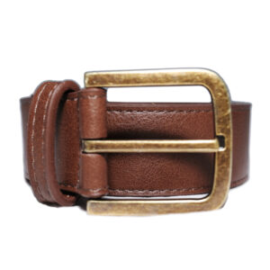 Vegan brown belt brass buckle